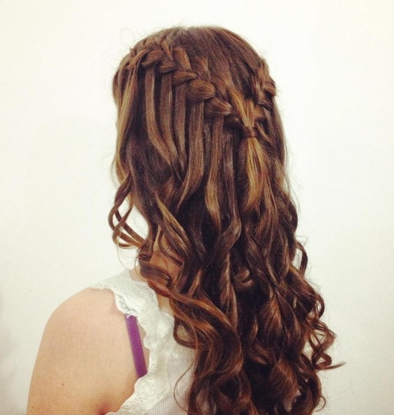 Enchanting Elegance: The Waterfall Braid & Curly Dream