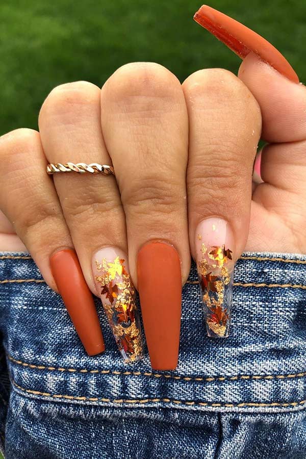 Autumn Elegance: Chic Coffin Nails for a Cozy Season