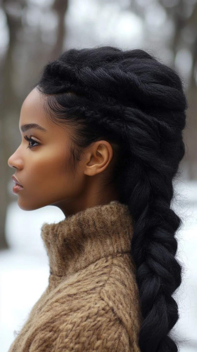 A Chic, Textured Braid with Volume for a Striking Winter Look