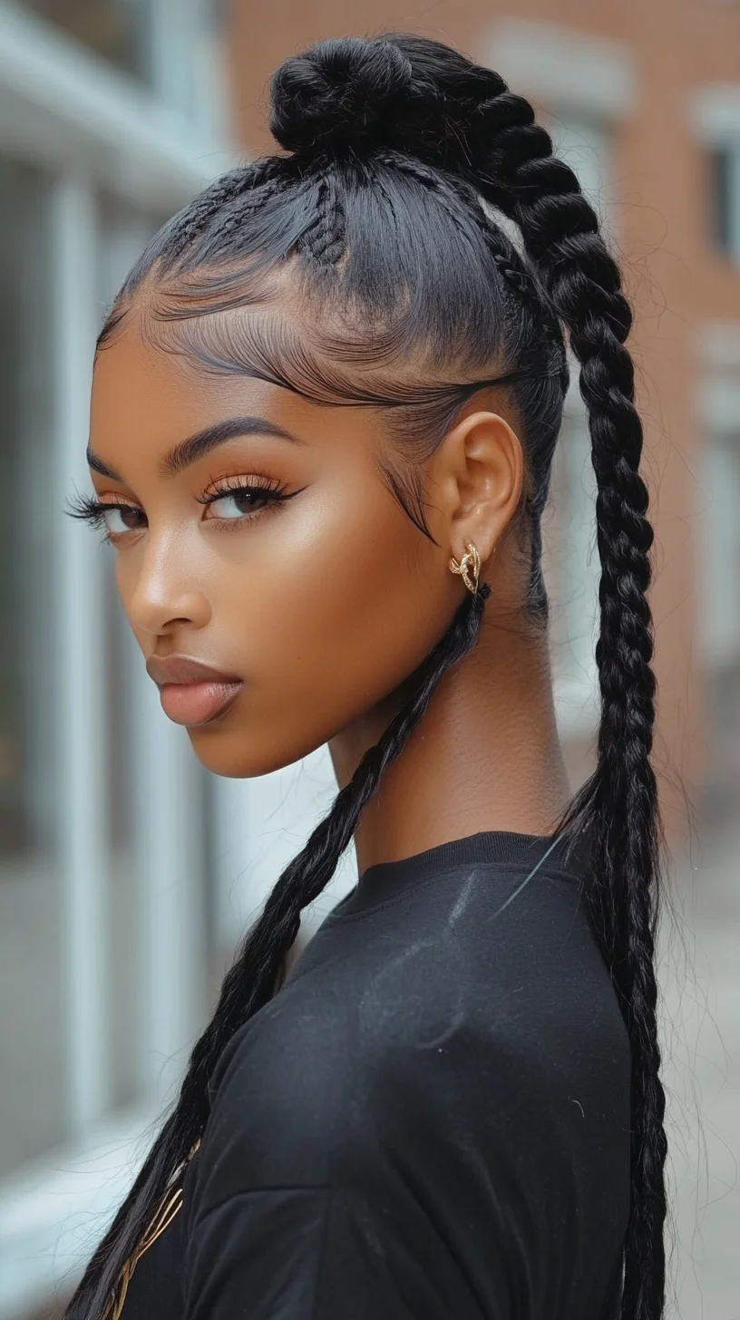 Bold and Beautiful: The Chic High Bun with Sleek Braided Accents