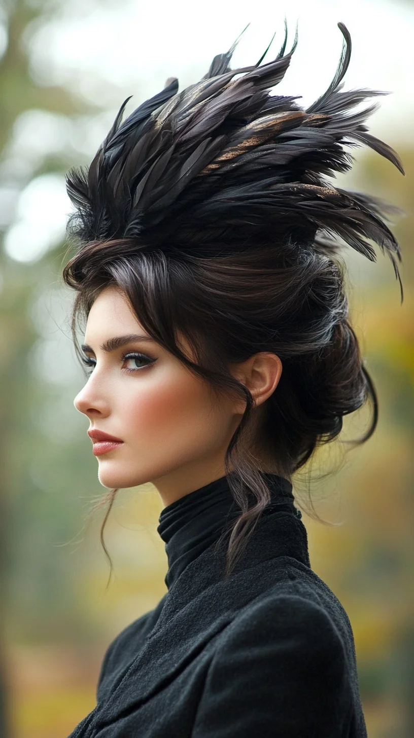 Bold and Dramatic: The Feathered High Updo for a Striking Look