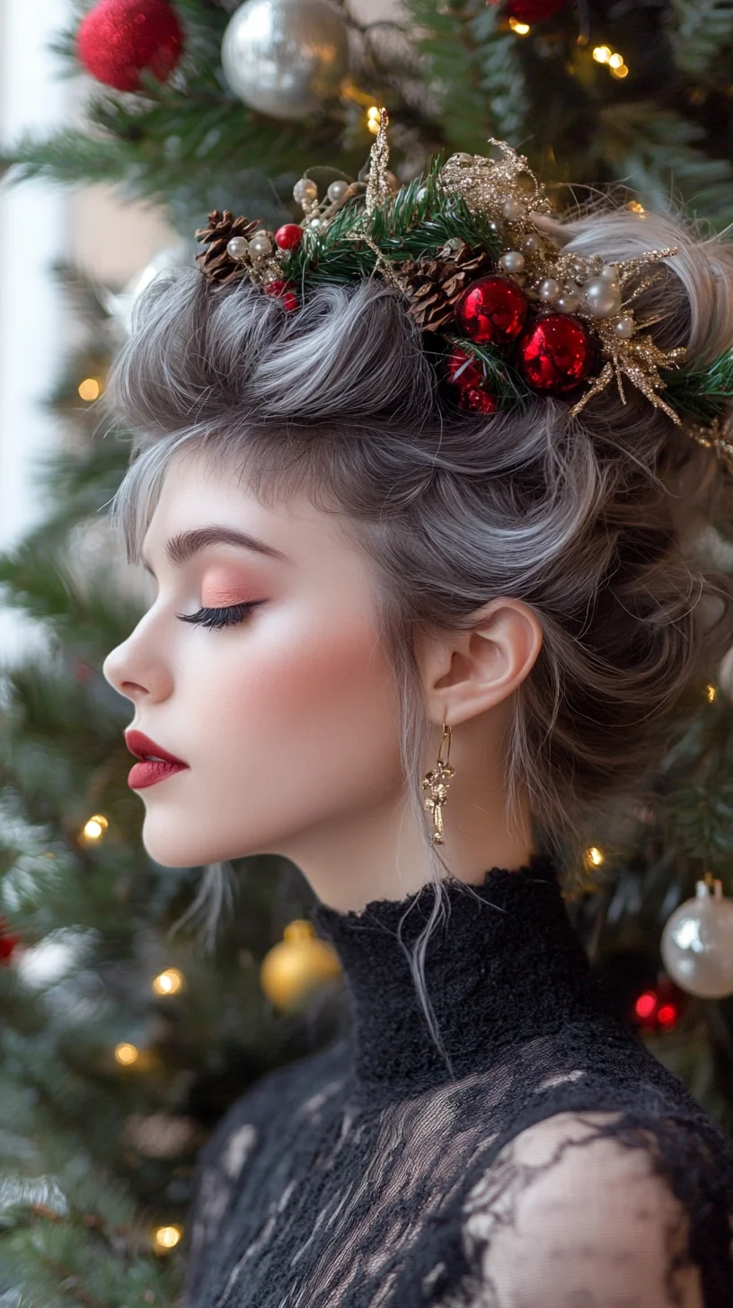 Bold Elegance: A Festive Updo with Glamorous Accents