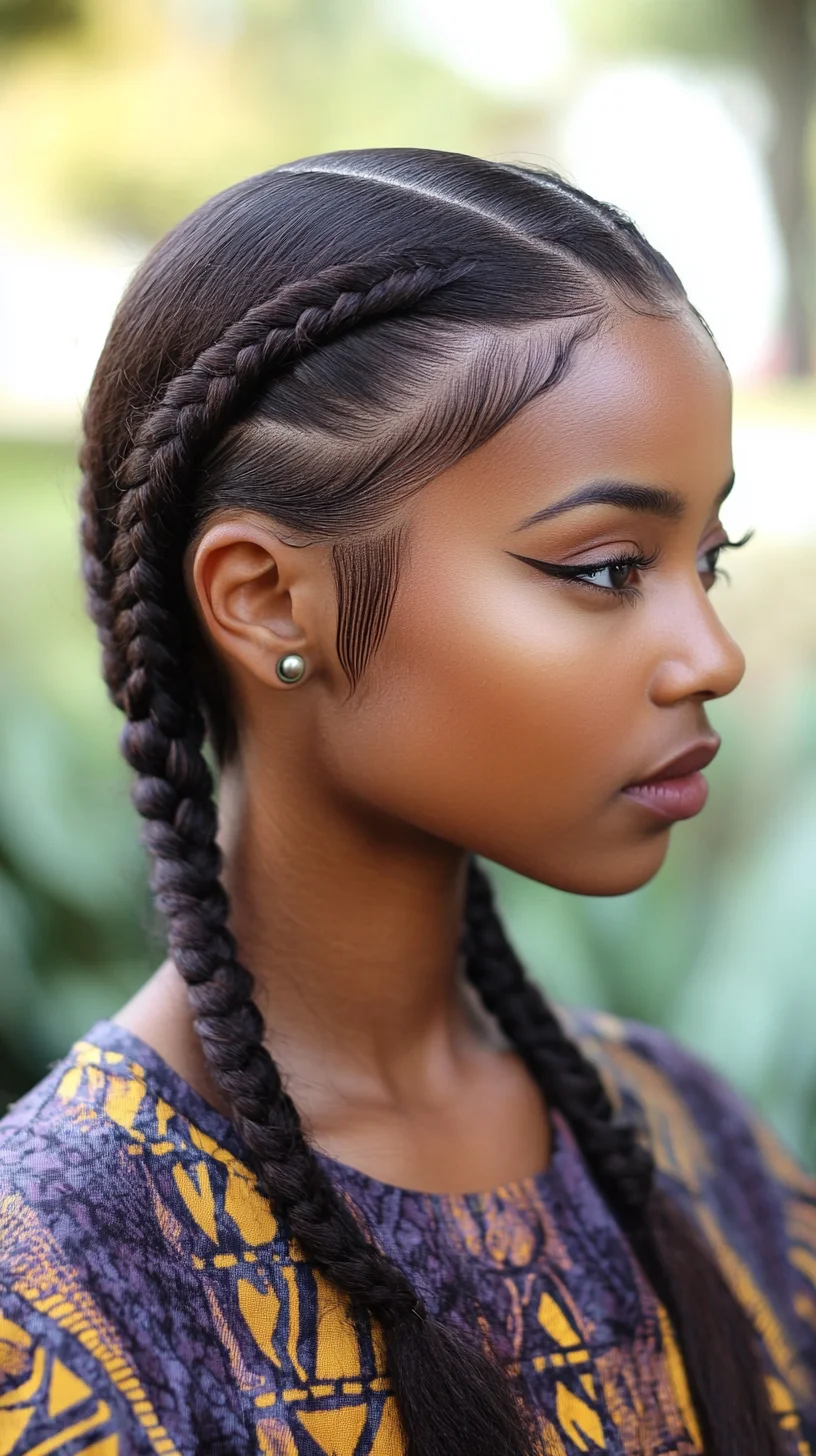 Bold Elegance: Chic Braided Hairstyle with Edgy Side Designs