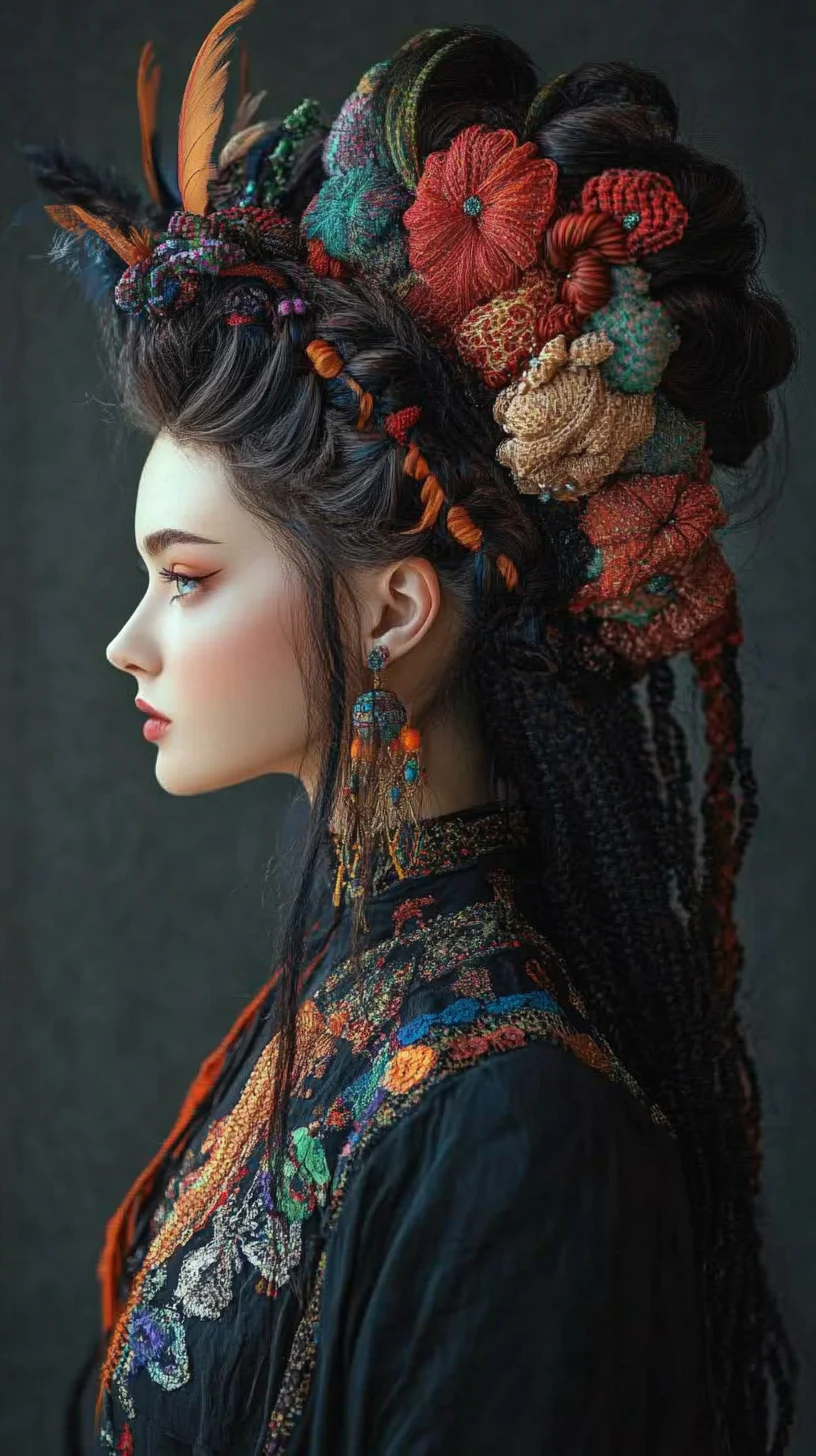 Bold Floral Extravagance: Embrace Vibrant Texture and Artistry in Your Hairstyle