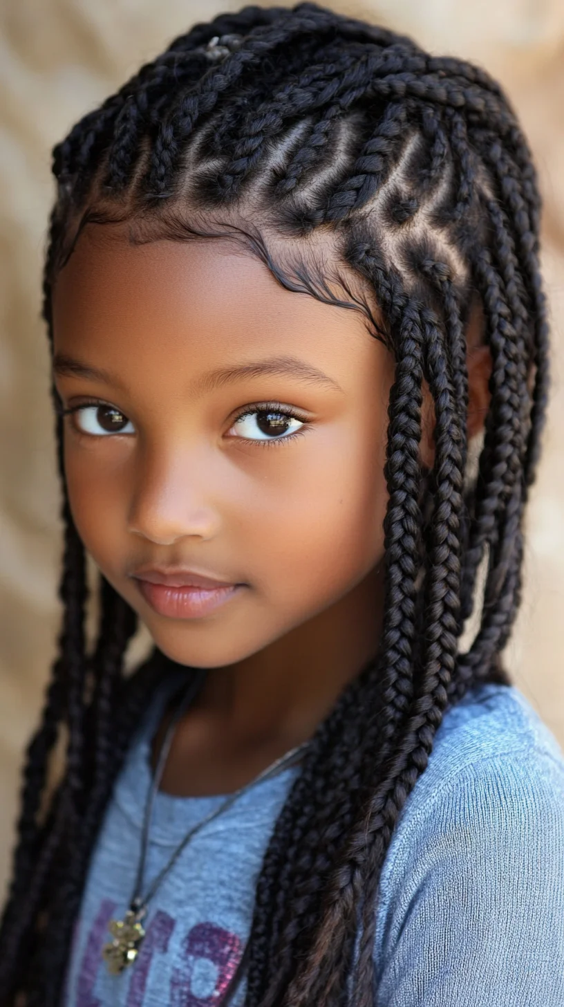 Braided Elegance: Chic Box Braids with Neat Cornrow Detail