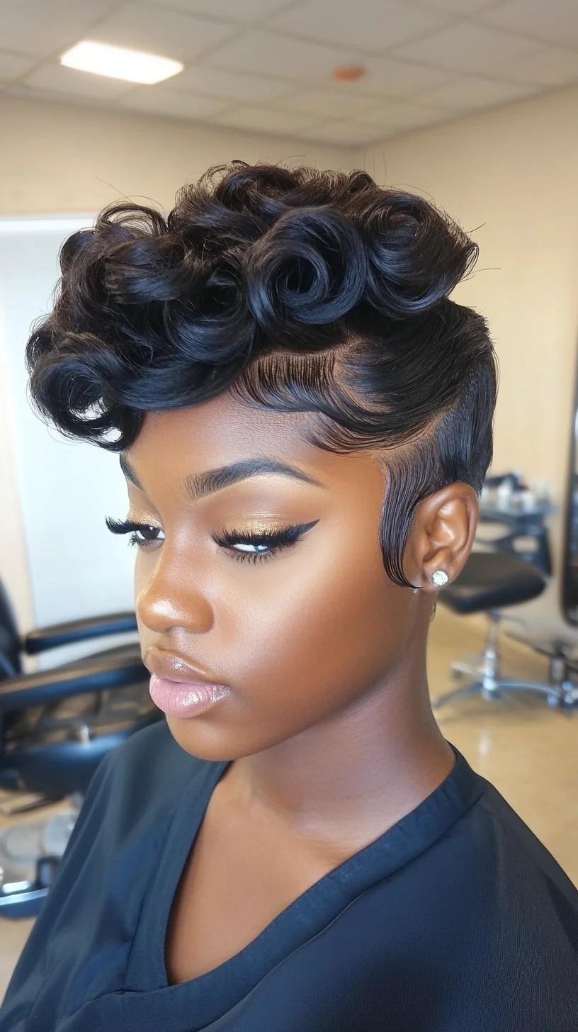 Chic and Elegant Curled Pixie with Sleek Undercut