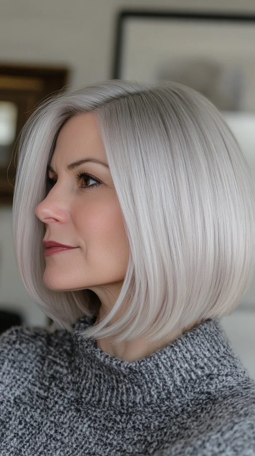 Chic Blunt Bob: The Sleek Silver Statement Haircut for Modern Elegance