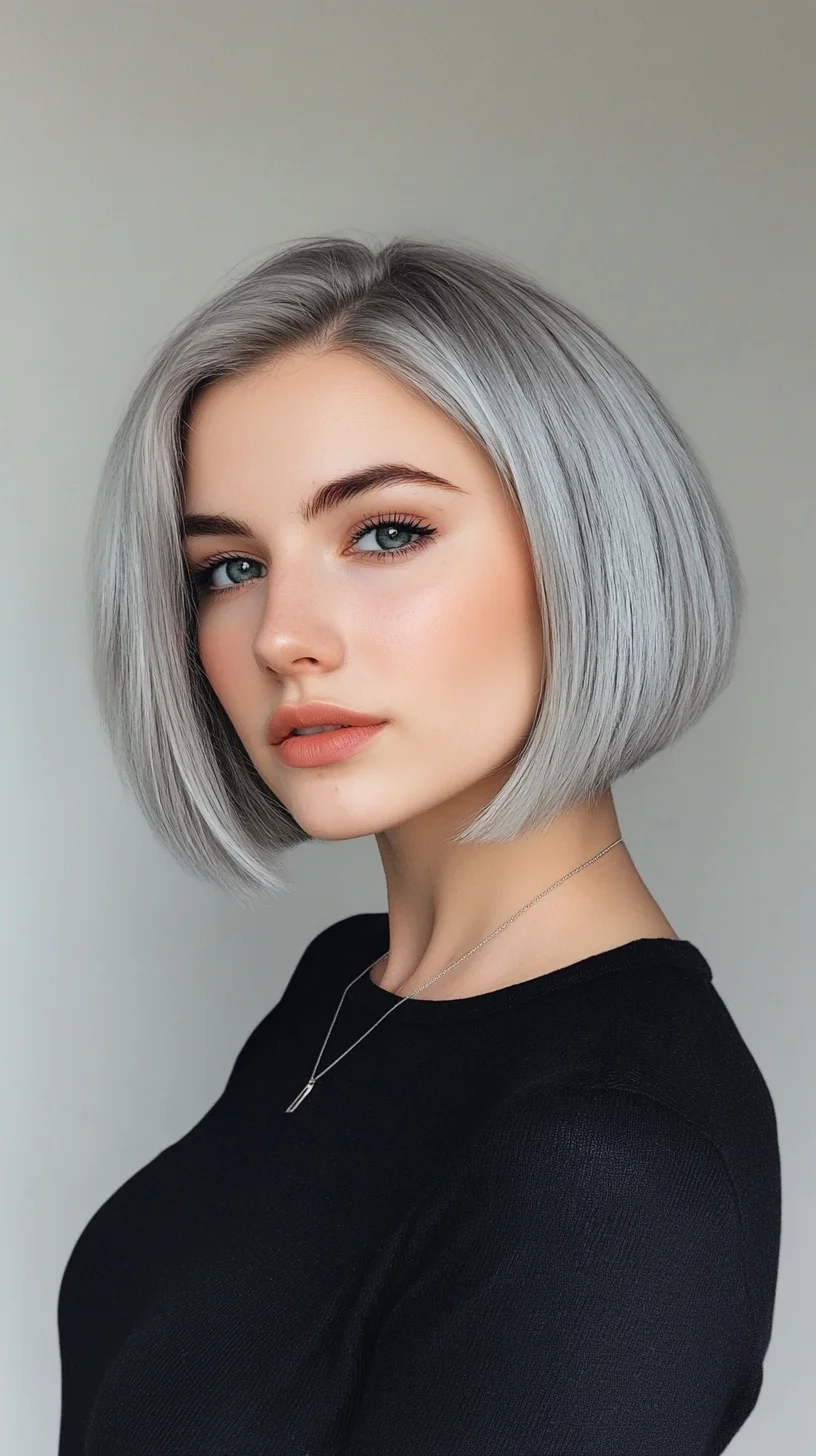 Chic Silver Blunt Bob: Effortless Elegance Meets Modern Flair