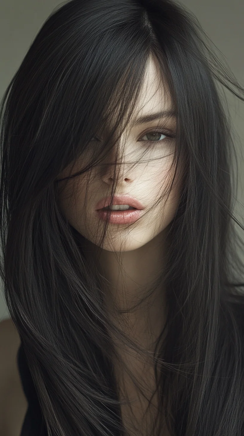 Effortless Elegance: Long, Luscious Layers with Soft, Face-Framing Bangs