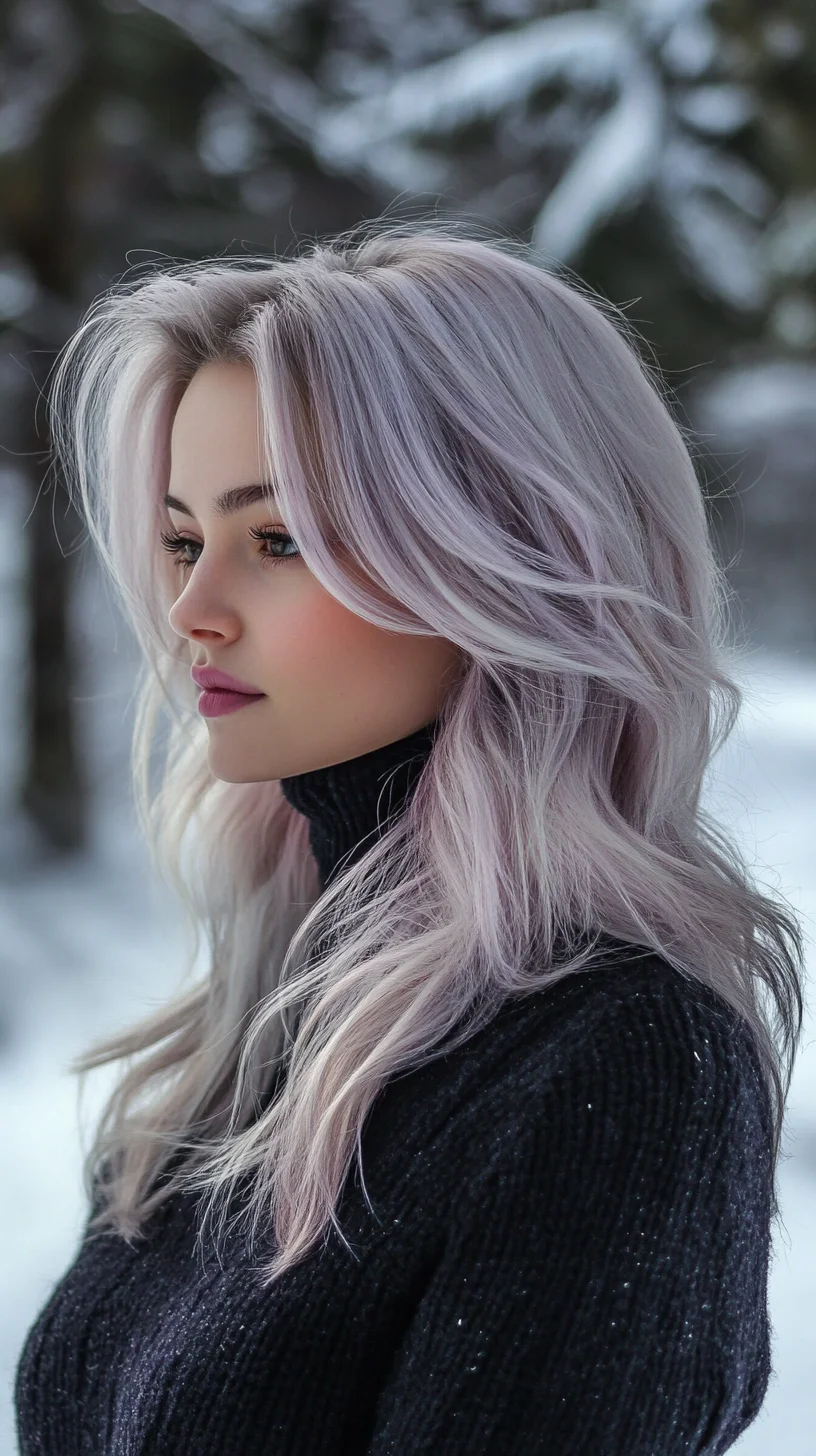 Effortless Glam: The Modern Ice Blonde Shag with Lively Waves