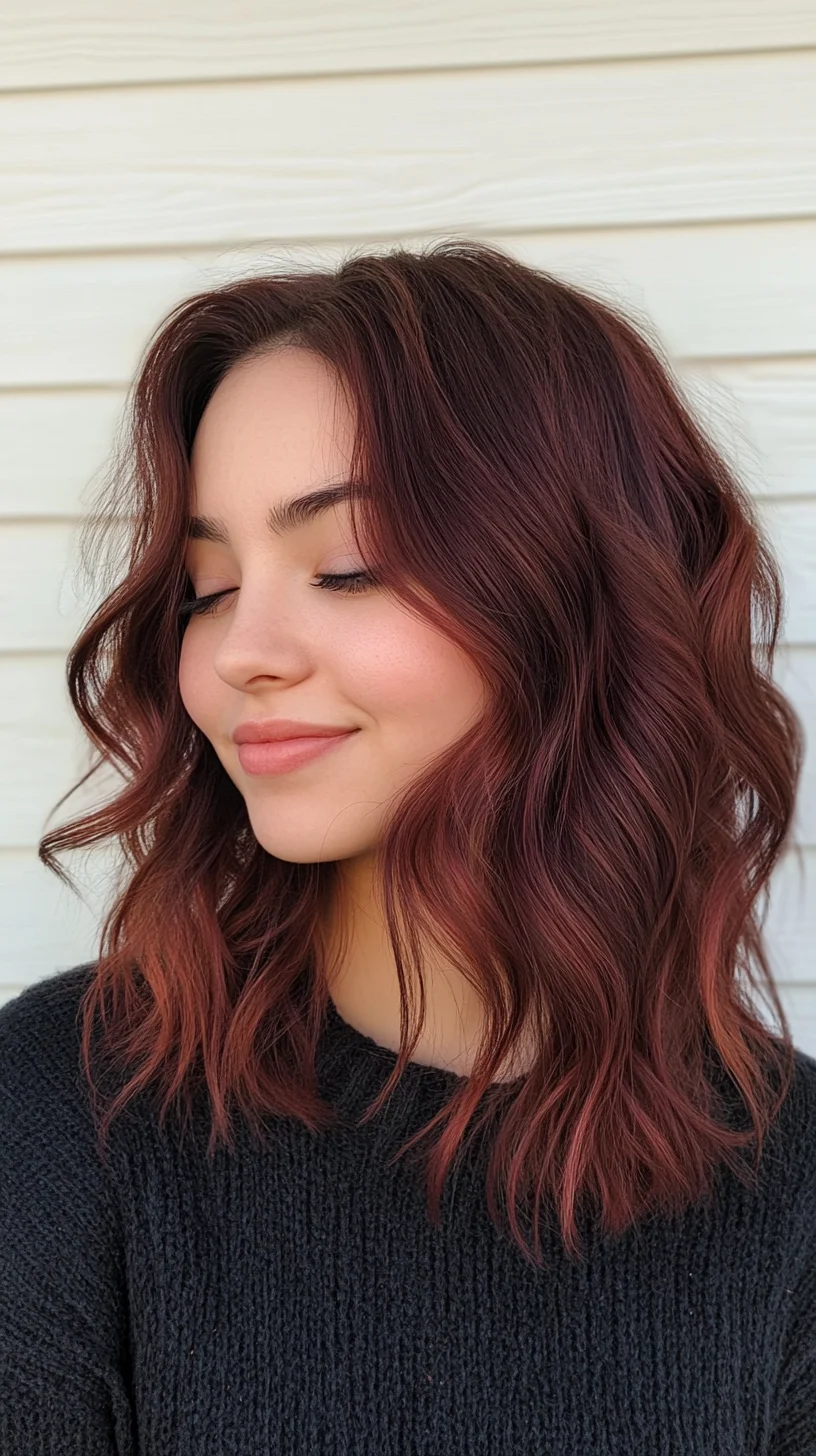 Effortlessly Chic Beach Waves with a Touch of Rich Color