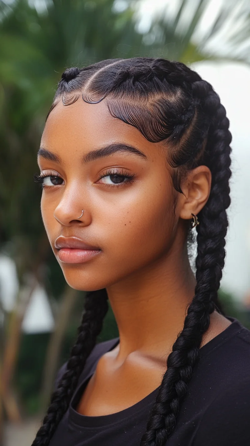 Effortlessly Chic: Braided Beauty with Sleek Edges and Waves