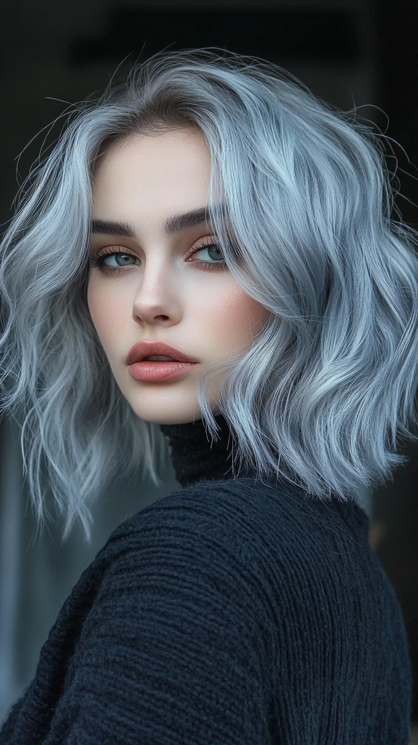 Effortlessly Chic: Embrace Soft Waves with a Stunning Silver Hue