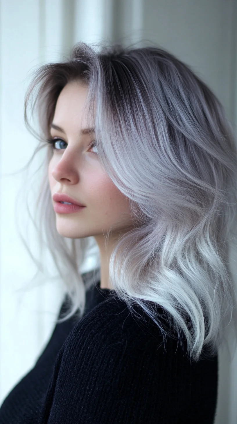 Effortlessly Chic: Embrace the Modern Lob with Stunning Silver Waves