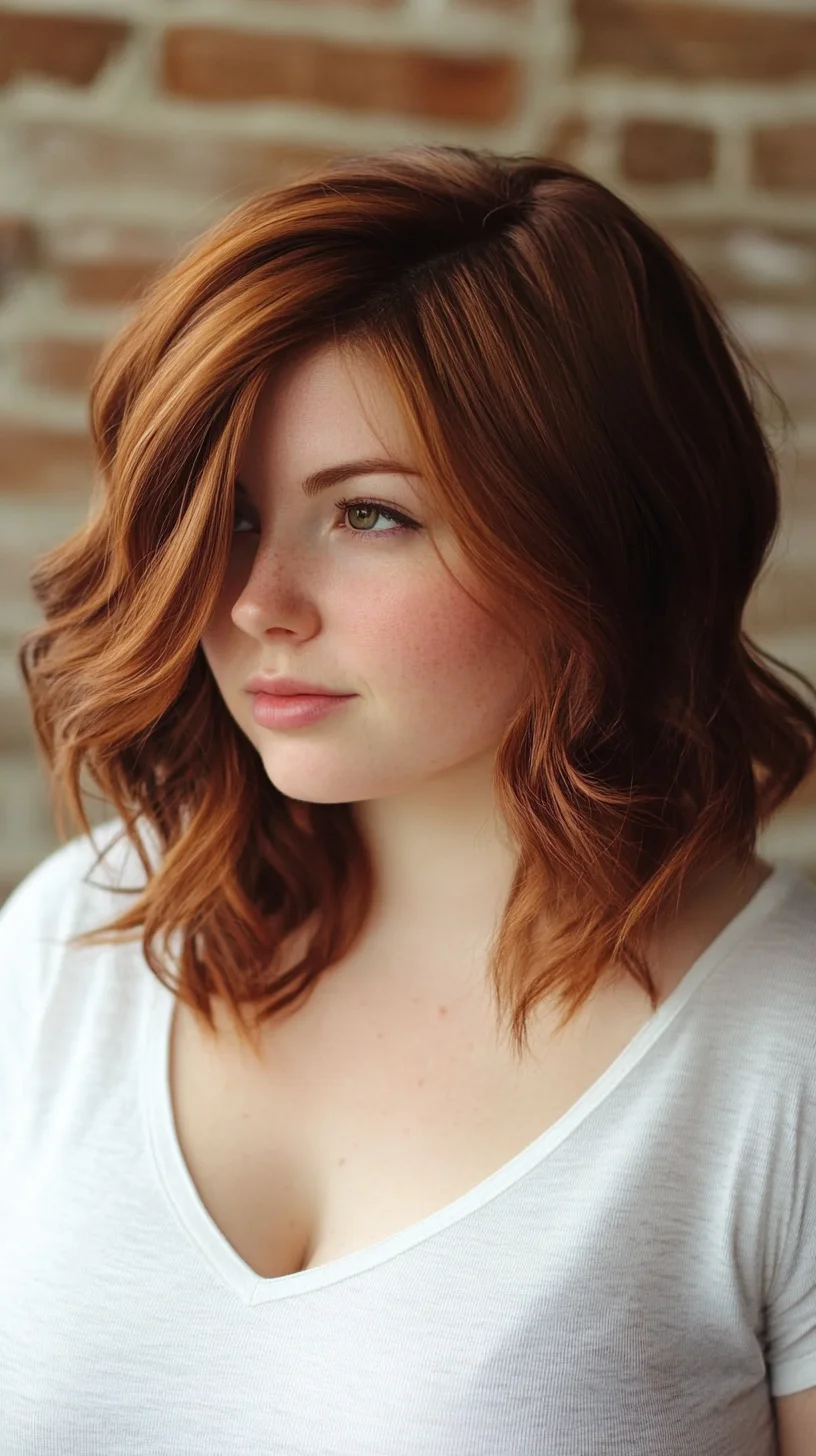 Effortlessly Chic: Embrace the Soft Waves of This Trendy Copper Lob