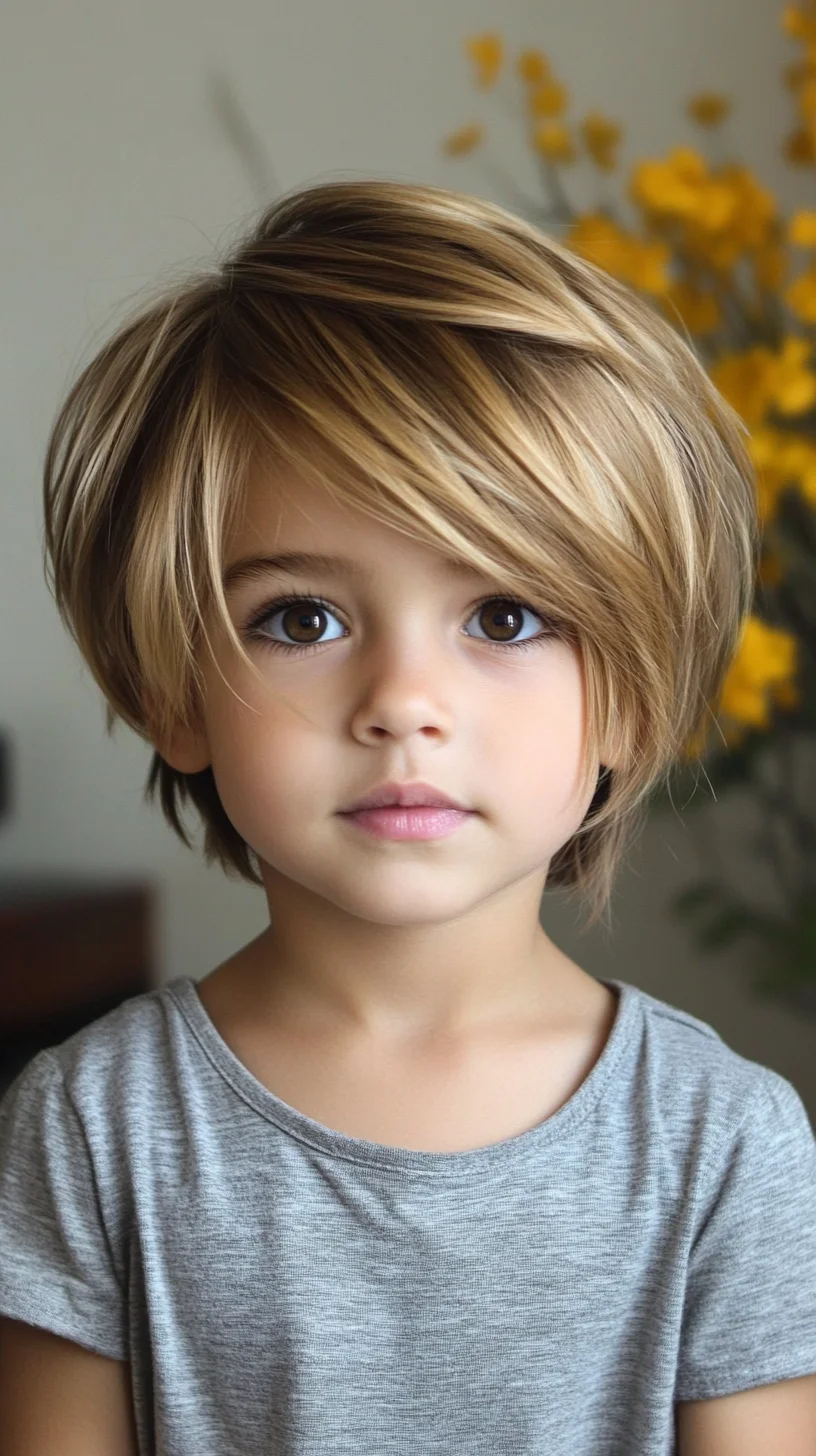 Effortlessly Chic: Modern Layered Bob for Kids with Flattering Face Framing