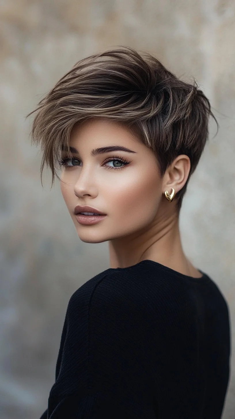 Effortlessly Chic Textured Pixie Cut with Bold Layers