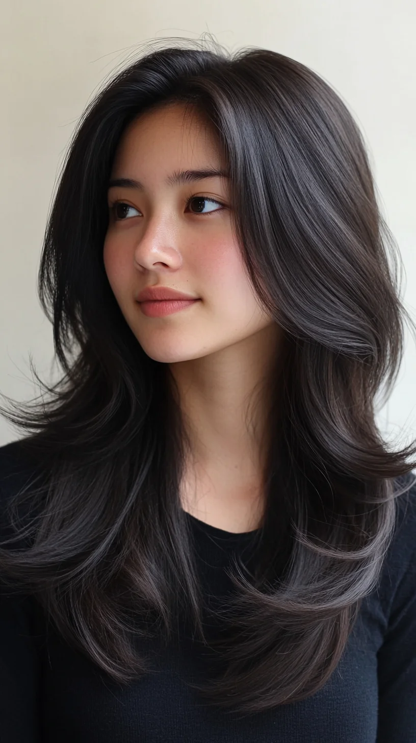 Effortlessly Chic: The Layered Long Hair with Soft Volume