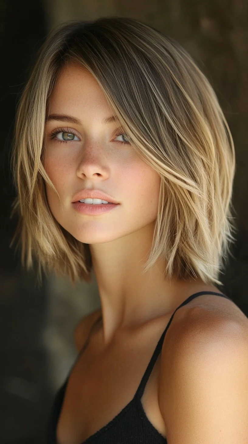 Effortlessly Chic: The Luminous Textured Bob with Soft Highlights