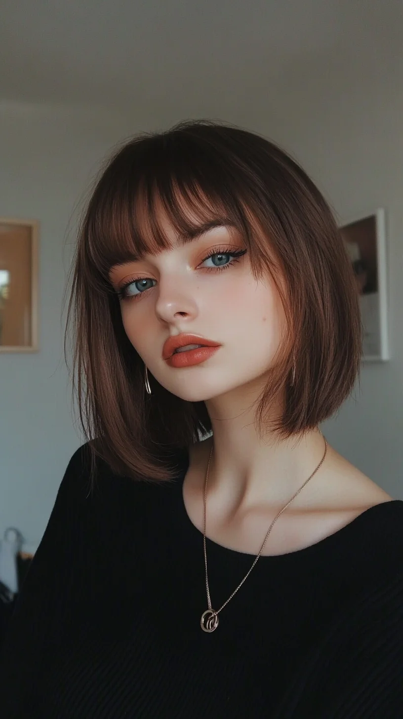 Effortlessly Chic: The Modern Blunt Bob with Bangs