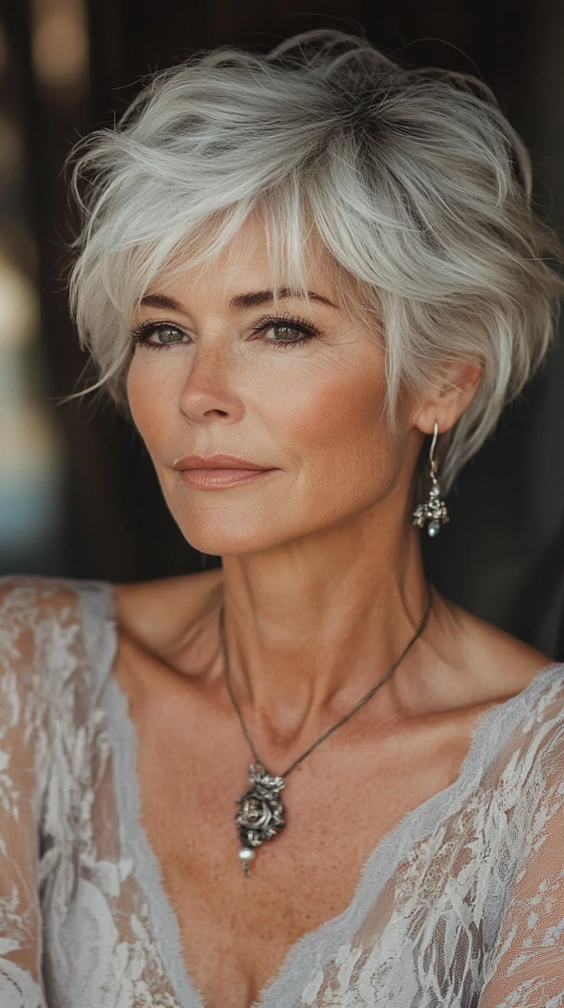 Effortlessly Chic: The Modern Textured Silver Pixie Cut