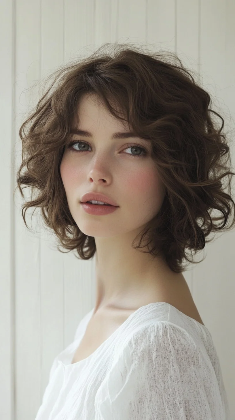 Effortlessly Chic: The Tousled Bob with Defined Curls for a Fun, Flirty Look