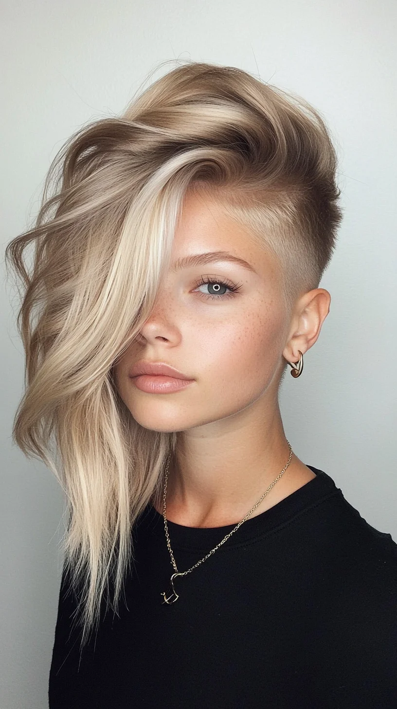 Effortlessly Chic Undercut Lob with Textured Waves