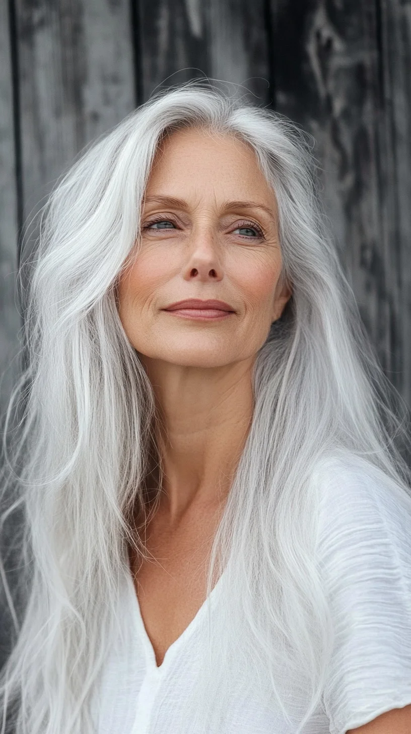 Effortlessly Elegant: Embrace the Beauty of Long, Silvery Waves