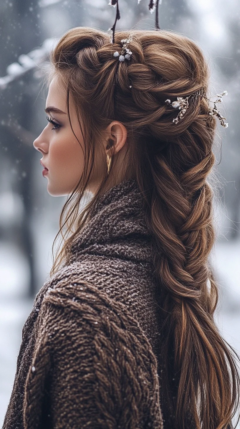 Elegant Braided Updo with Charming Floral Accents