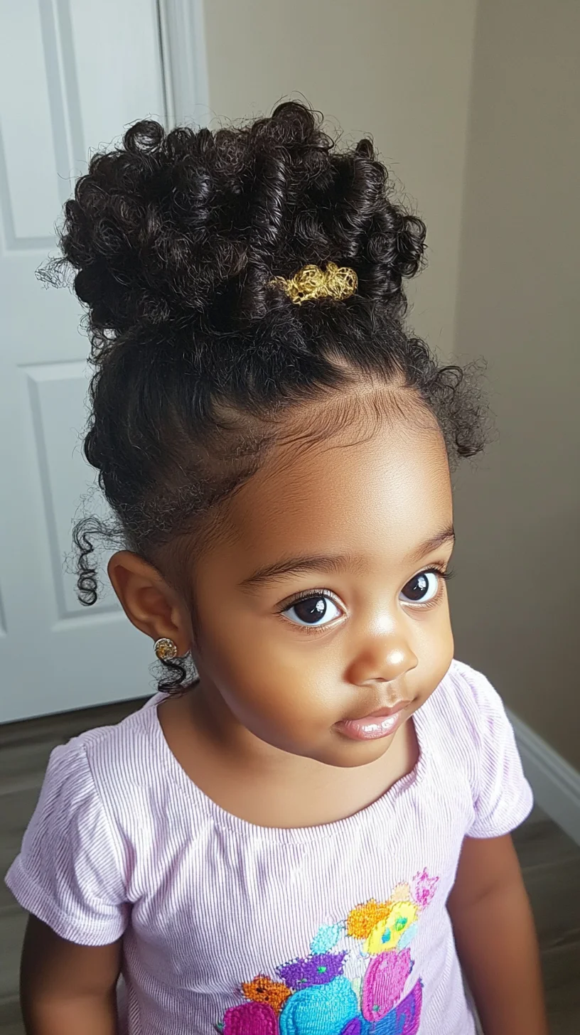 Elegant Curly Top Bun: Perfect for Little Princesses!