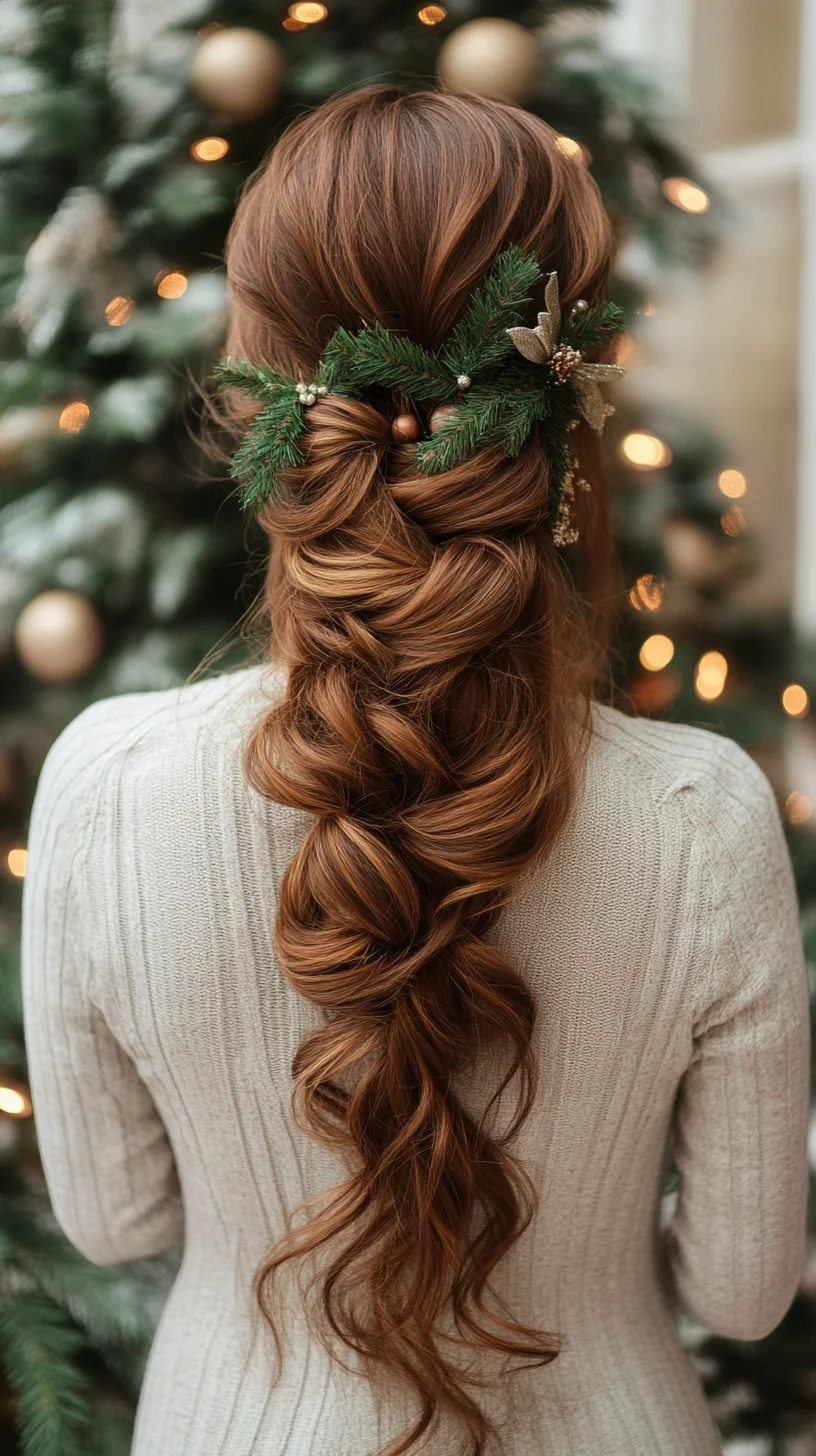 Elegant Twisted Braid with Festive Accent Perfect for Seasonal Celebrations