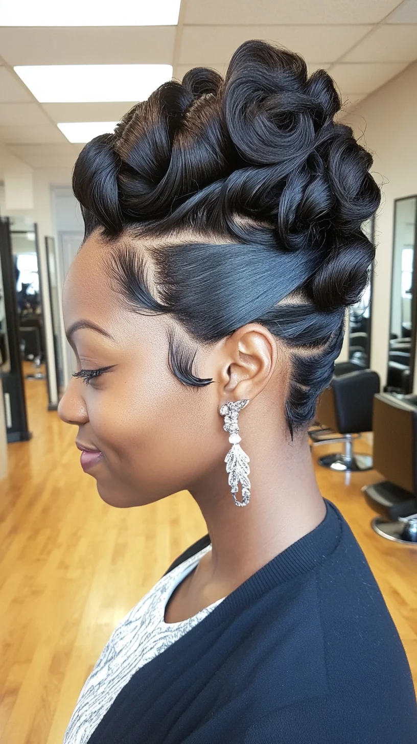 Elegant Vintage Curls with Modern Edges: A Chic Statement Hairstyle