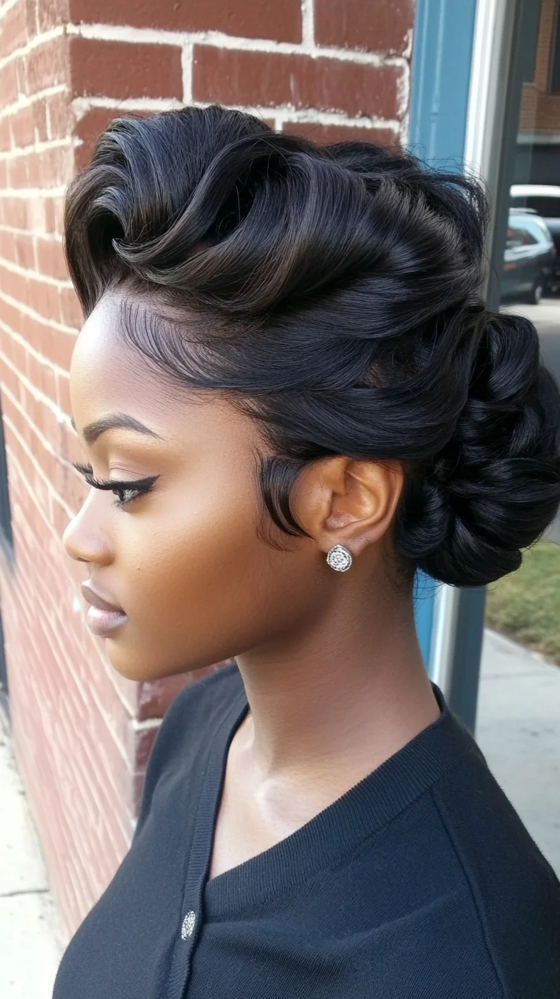 Elegant Vintage Waves: A Timeless Updo for Chic Events