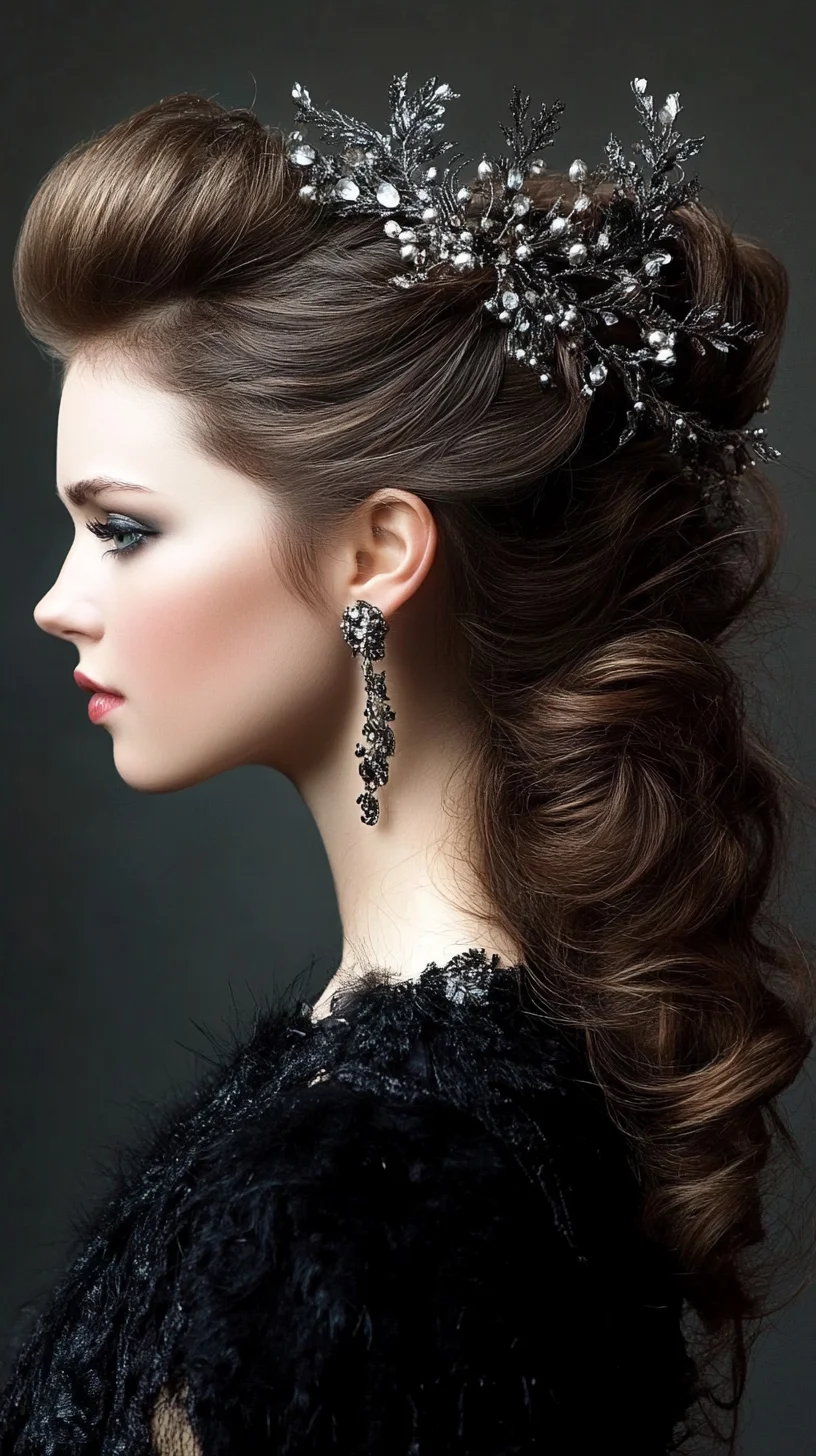 Elegant Vintage Waves with Chic Floral Accents for an Enchanting Look