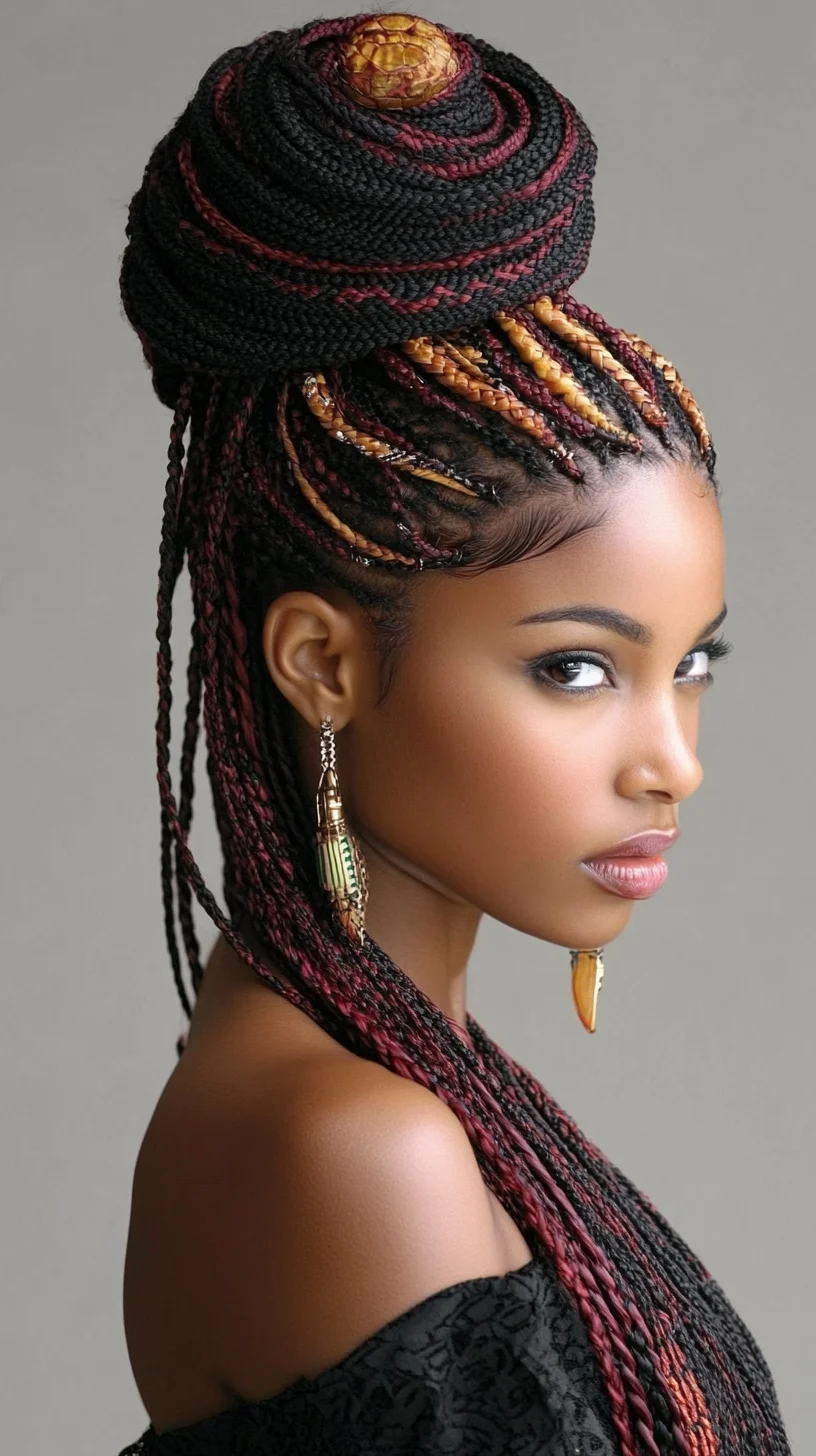 Elevate Your Elegance: Stunning Braided Bun with Pop of Color