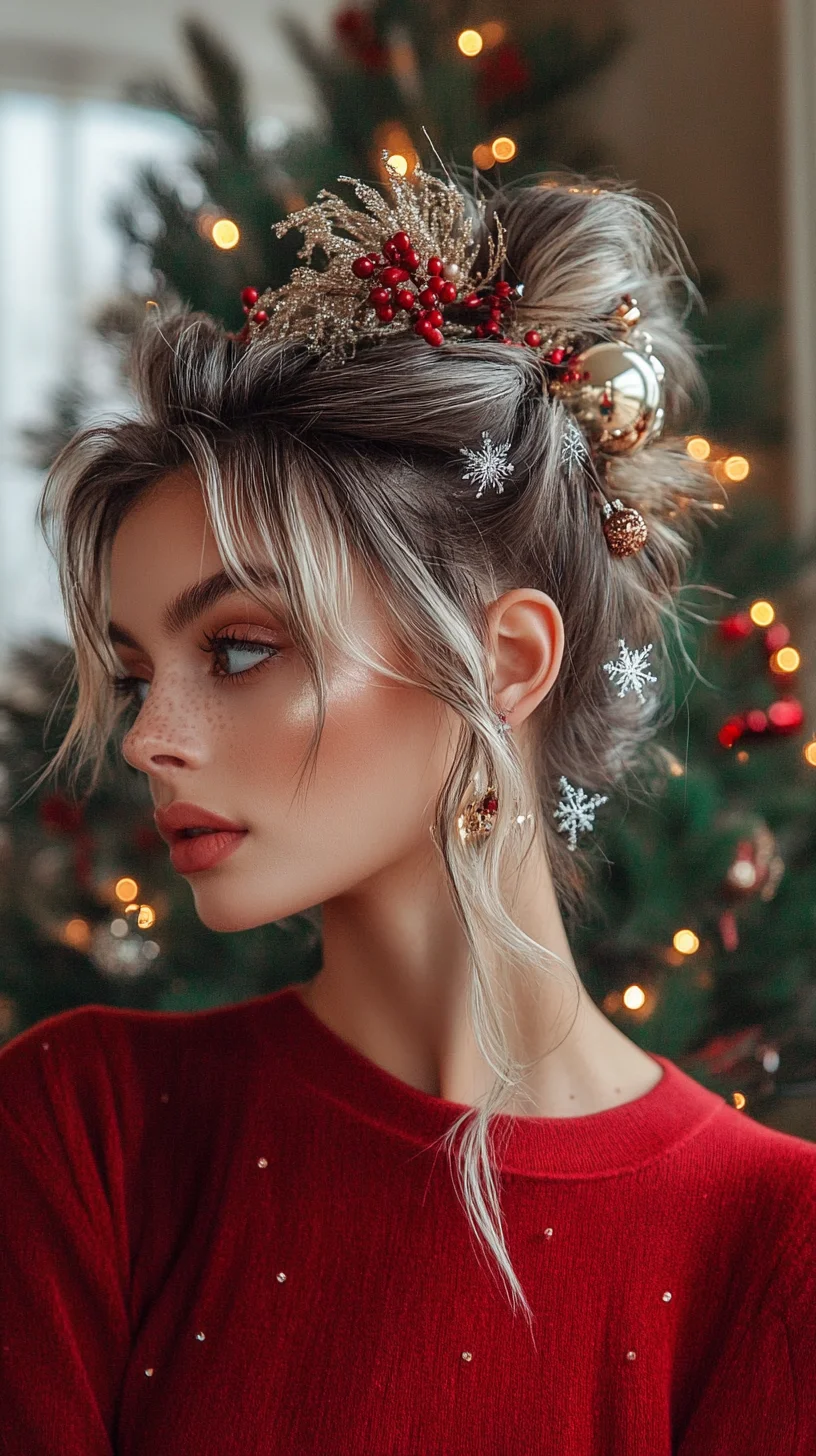 Elevate Your Updo: Festive Elegance with a Touch of Holiday Sparkle