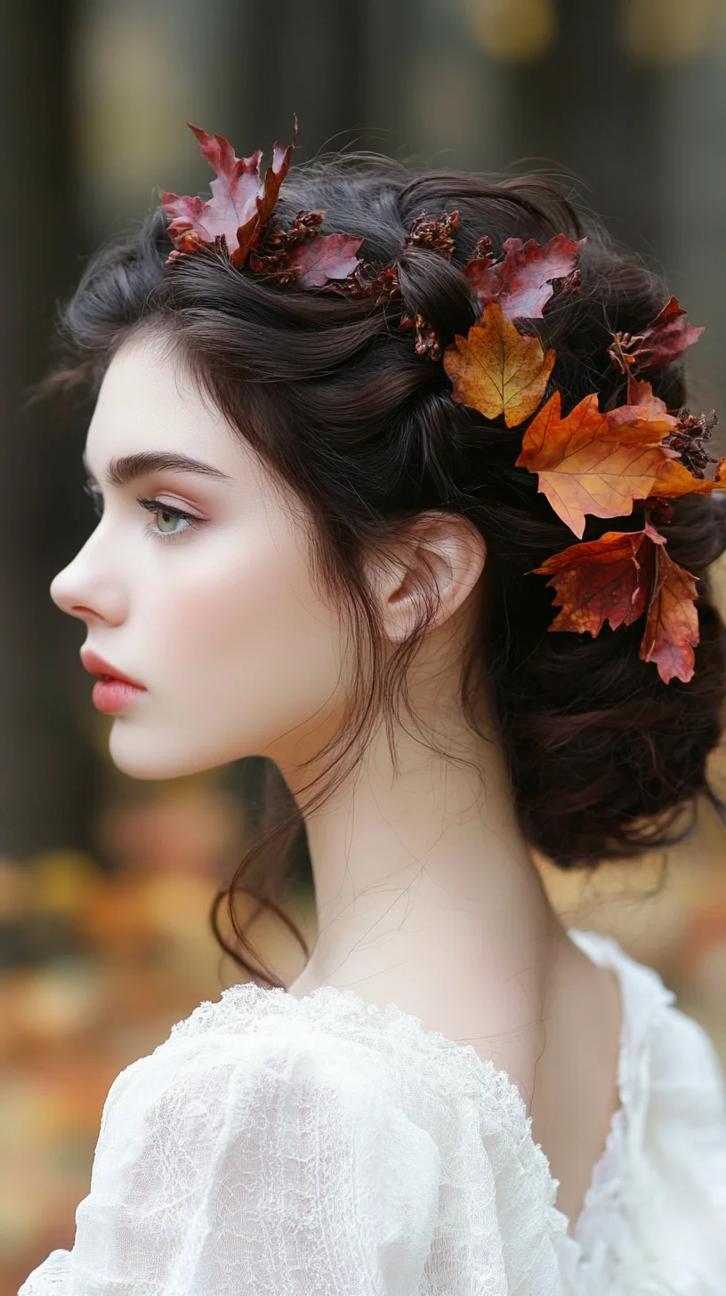 Embrace Autumn: Enchanting Loose Waves Adorned with Nature's Touch