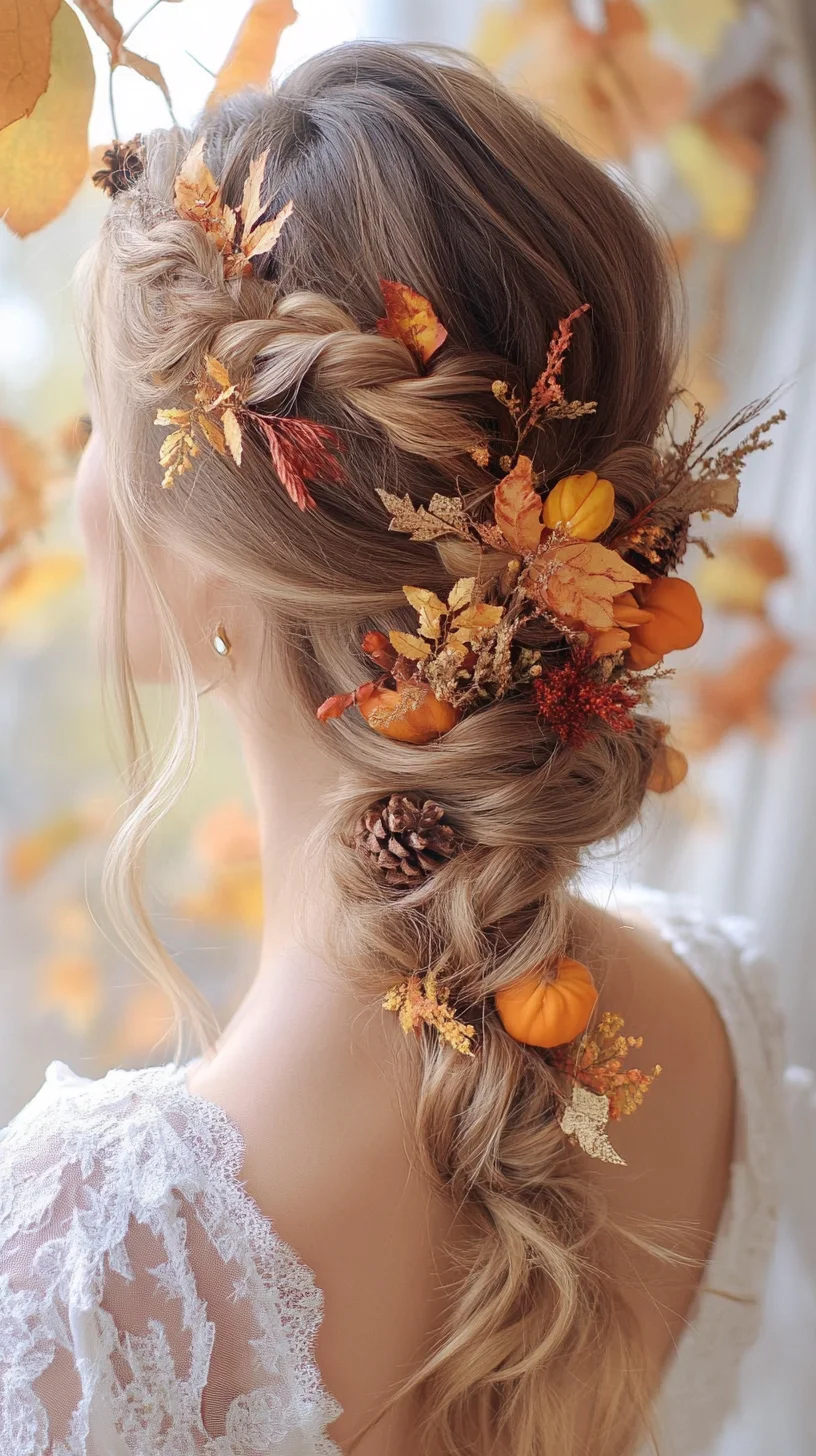 Embrace Autumn with a Chic Braided Hairstyle Adorned in Nature's Hues