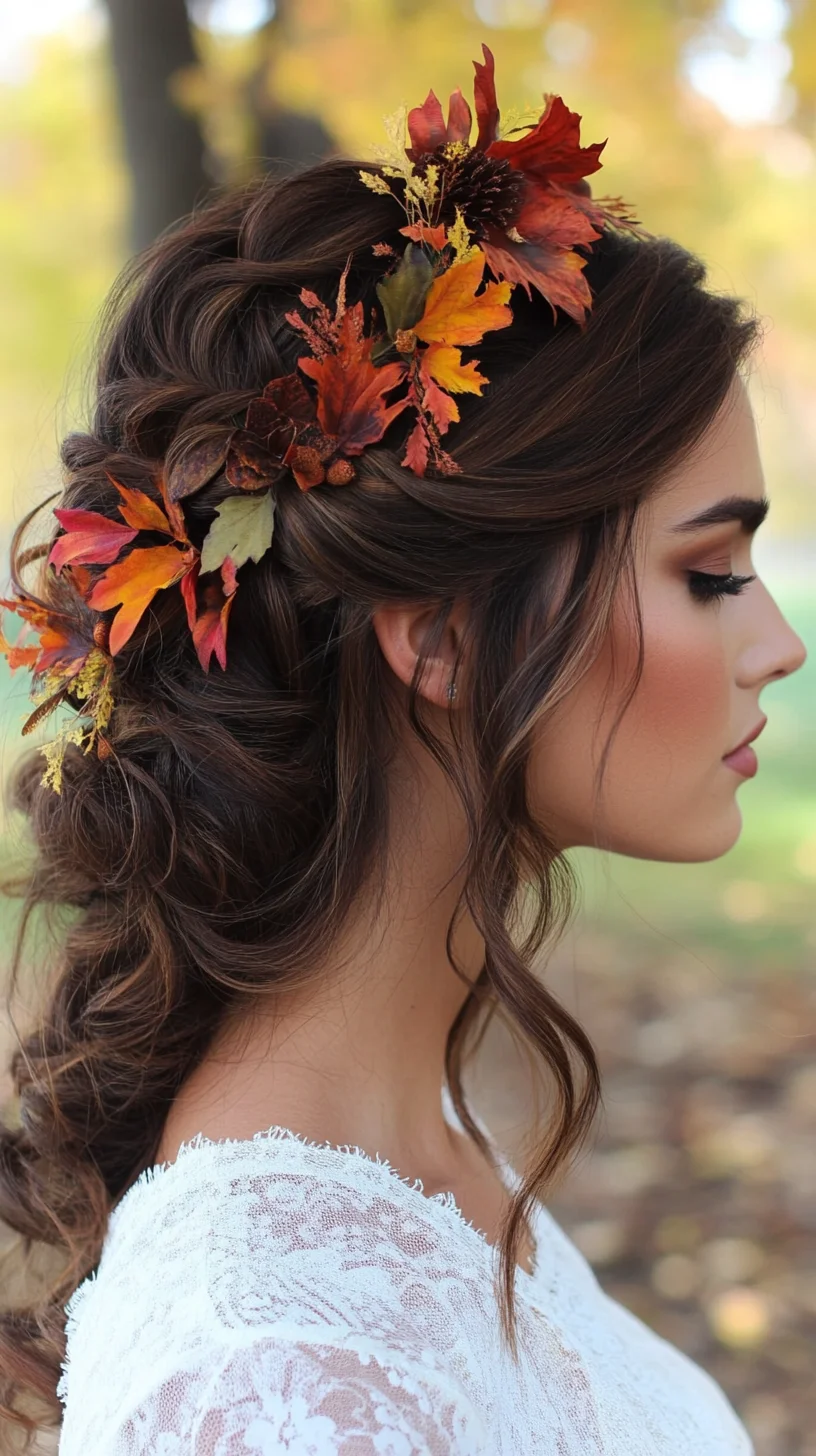 Embrace Autumn with a Romantic Floral Half-Up Hairstyle