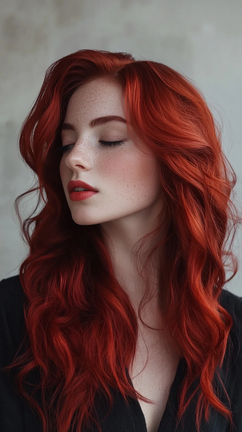 Embrace Bold Elegance with Luscious Wavy Fiery Red Tresses