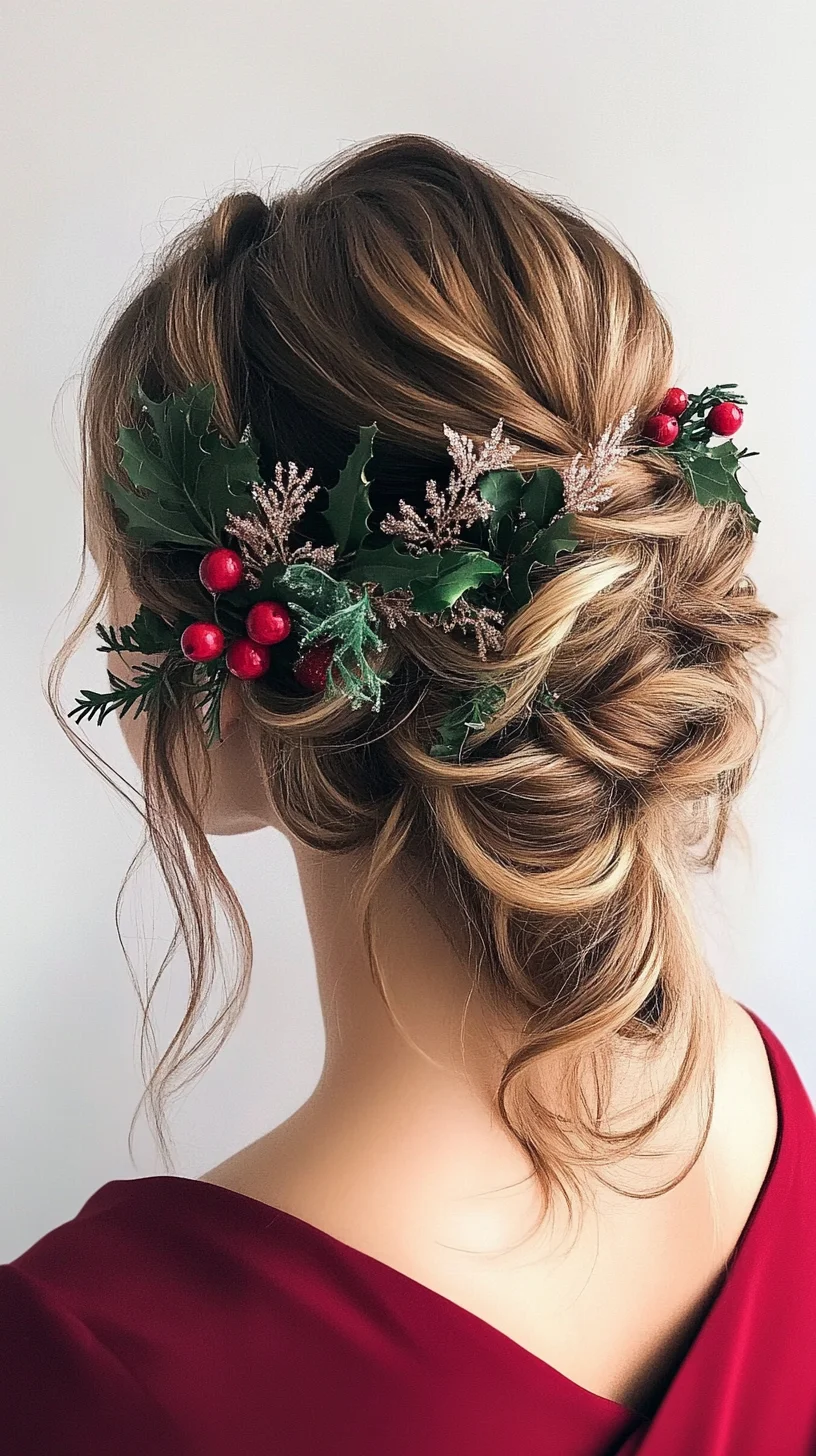 Embrace Elegance: A Festive Updo with Natural Accents