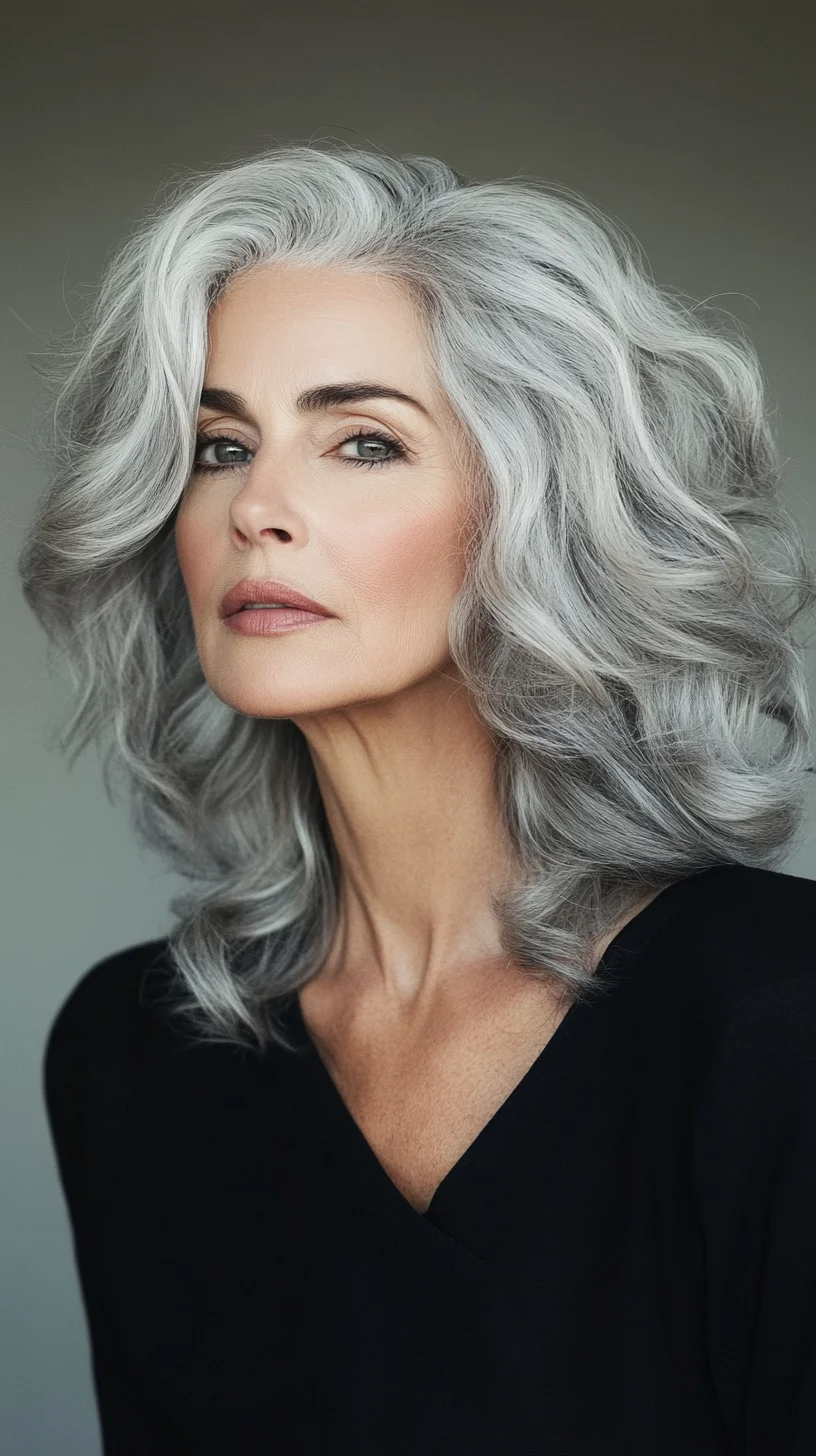 Embrace Elegance: Effortlessly Voluminous Silver Waves for Timeless Beauty