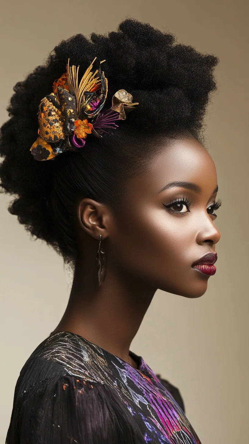 Embrace Elegance: The Bold Textured Updo with Floral Accents