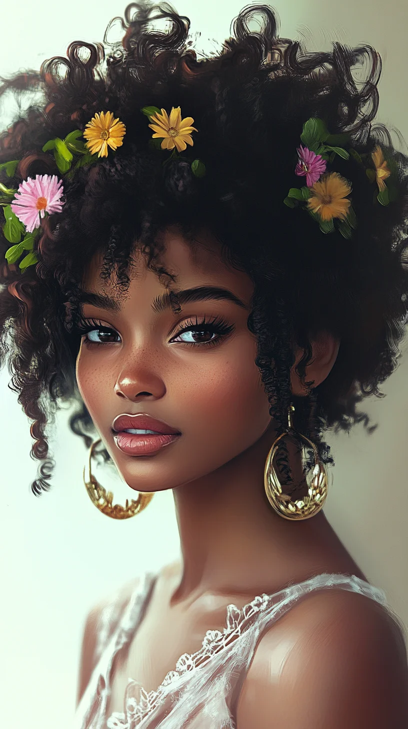 Embrace Natural Curls: The Floral Crowned Curly Glam