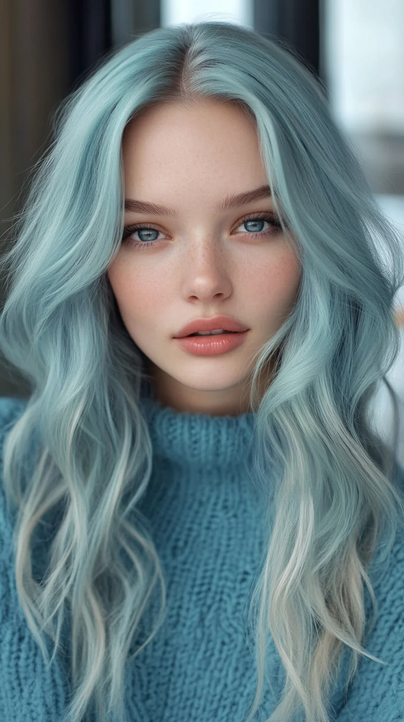 Embrace the Ethereal: Effortlessly Chic Waves with a Dreamy Blue Tint