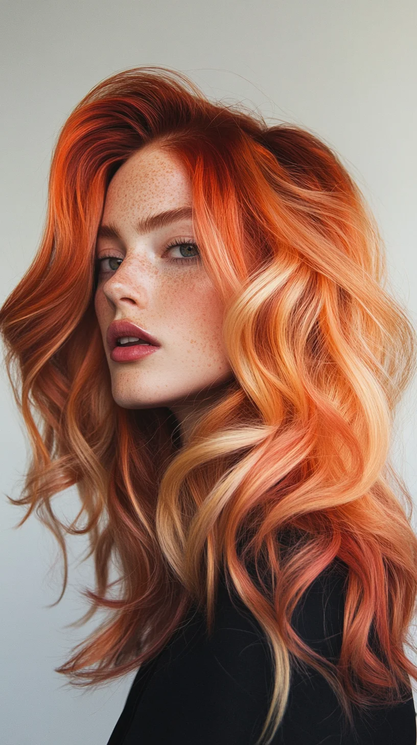 Embrace the Fiery Waves: A Stunning Blend of Ginger and Sunset Hues