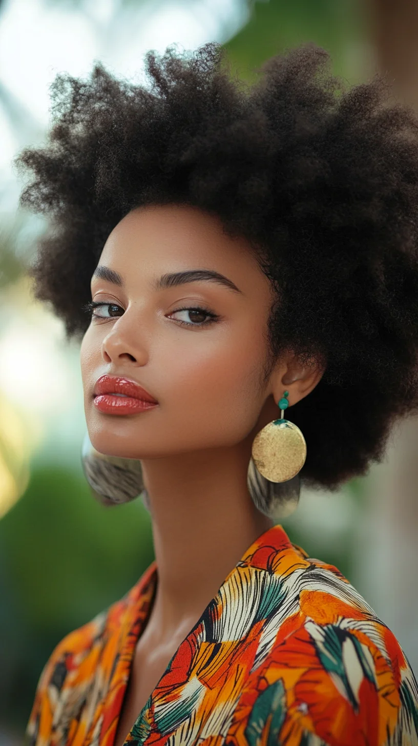 Embrace Your Curls: The Voluminous Natural Fro with Chic Accessories