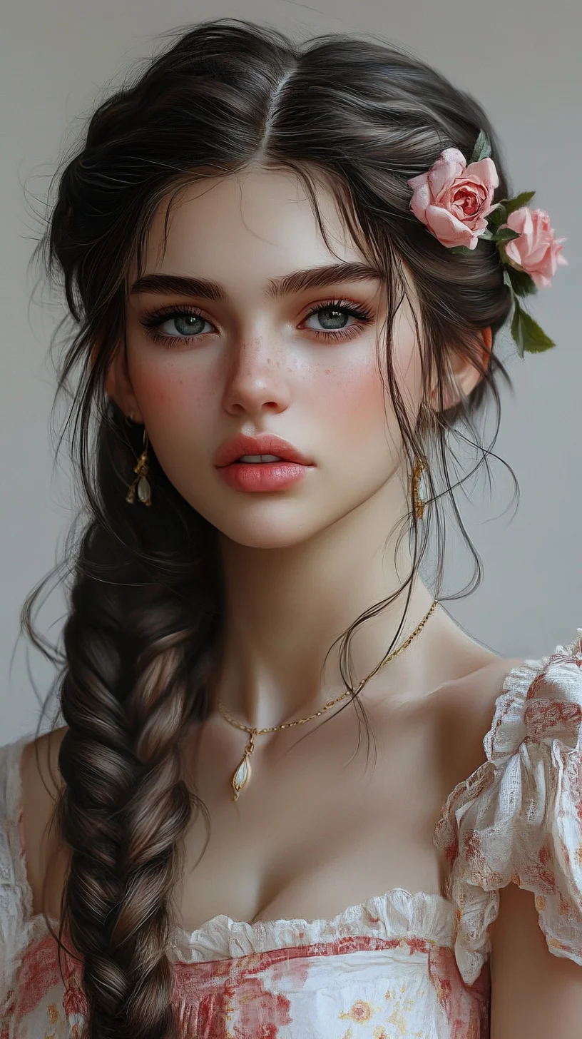 Enchanting Braided Beauty: A Romantic Hairstyle with Floral Accents