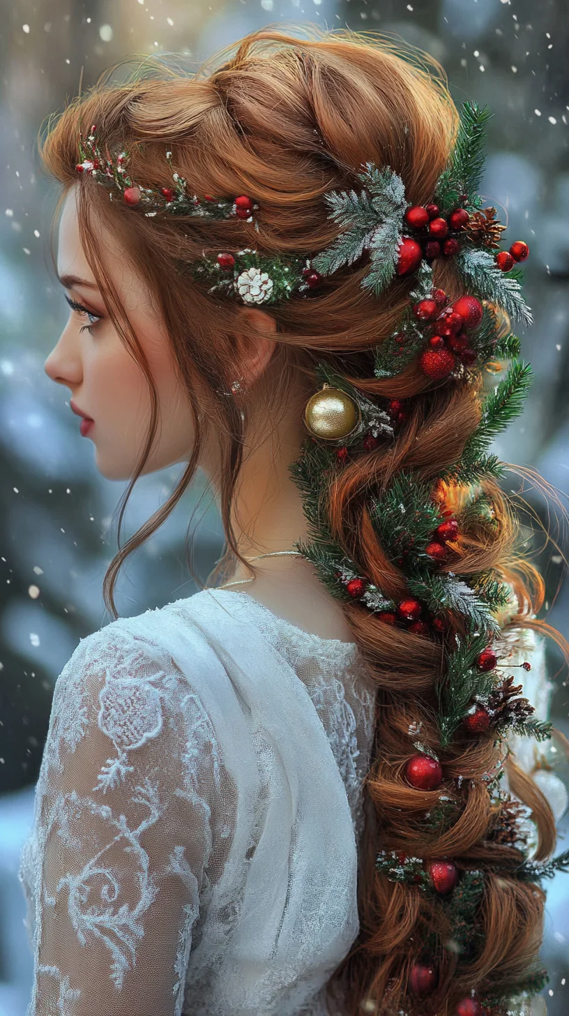 Enchanting Holiday Braid: A Festive Twist with Glittering Accents