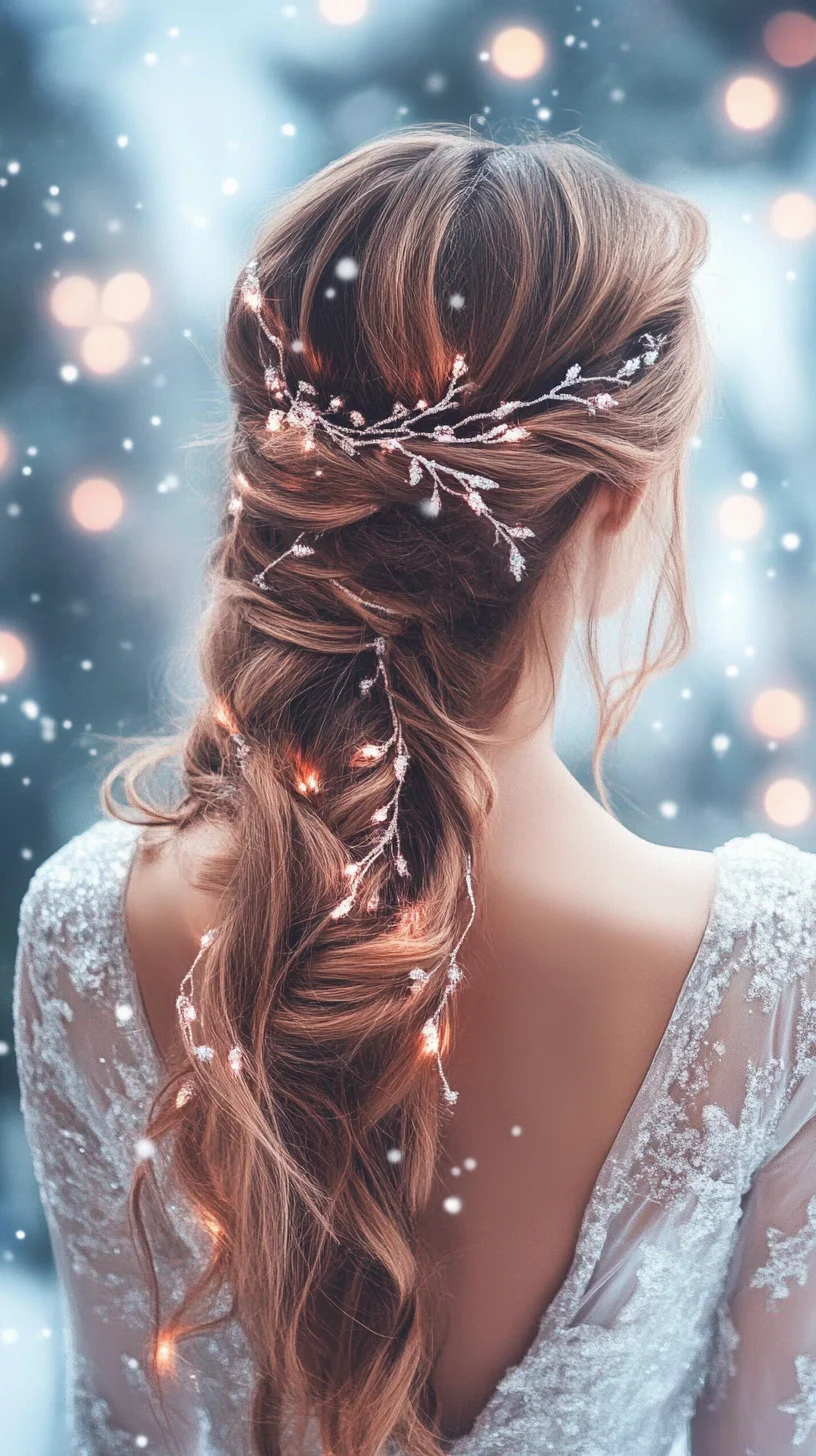 Enchanting Twisted Braids Adorned with Fairy Lights and Floral Accents